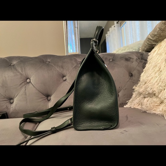 stylish backpack olive green with gold hardware and baby pink suede interior. - Picture 6 of 7